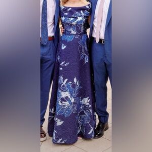 Elegant Blue Floral Women's Dress